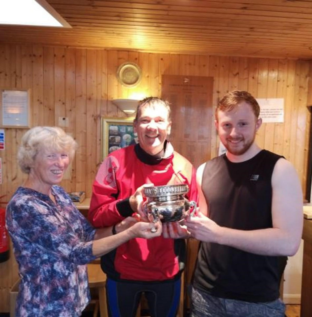 Dave Phillips and Martin Church accept their prize as winners of the 2019 Enterprise Championship